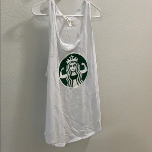 Strong hottie starbucks mermaid coffee tank top